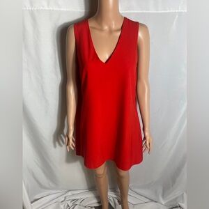 Forever 21 Red V Neck Sleeveless Cape Back Shift Dress Size M